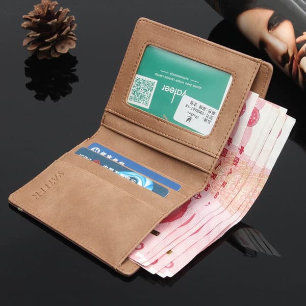 Ohut miesten nahkainen Bifold Vintage lompakko Kolikko Luottokortti Käteisraha Kukkaro Lahjat