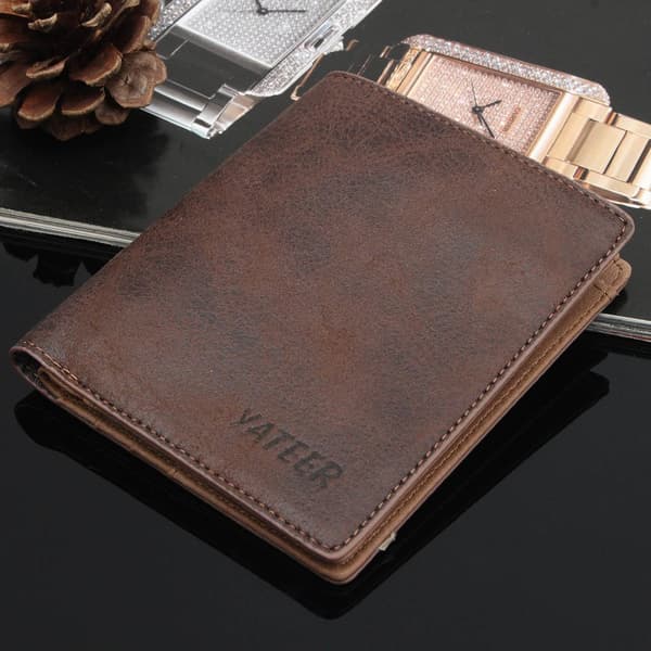 Ohut miesten nahkainen Bifold Vintage lompakko Kolikko Luottokortti Käteisraha Kukkaro Lahjat