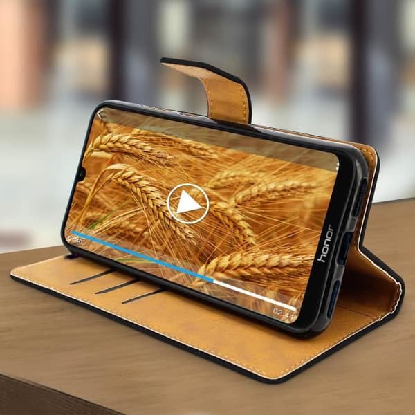 Housse folio - AVIZAR - Honor 8A - Ekoskinn - Kortfodral - Videostöd