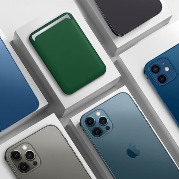 Kortfodral - AVIZAR - iPhone 12 - Läder - Magnetisk Fäste - Grön