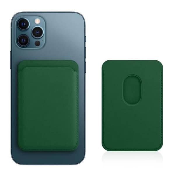 Kortfodral - AVIZAR - iPhone 12 - Läder - Magnetisk Fäste - Grön