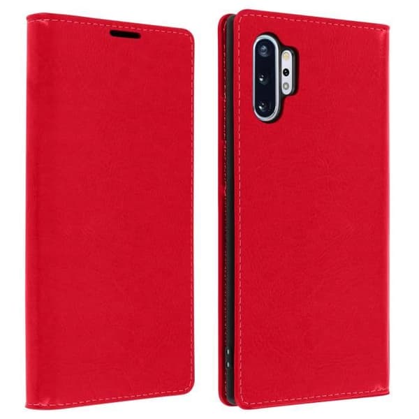 Foliofodral - Samsung - Galaxy Note 10 Plus - Äkta Läder - Röd - Videostöd