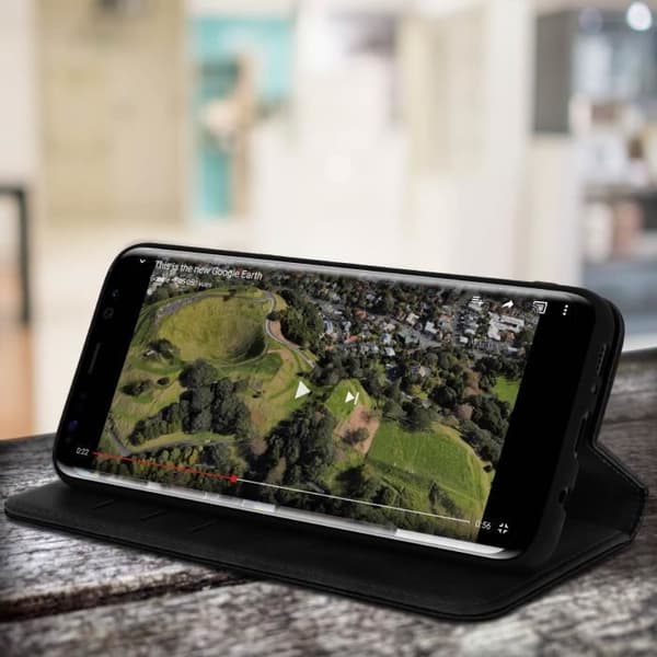 Fodral folio plånbok - AVIZAR - Galaxy S8 Plus - Silikon Gel - Video Stöd - Svart