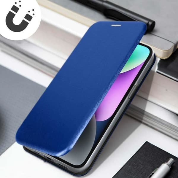 AVIZAR iPhone 14 Fodral - Flip Card Hållare Video Support - Satin Finish Midnight Blue