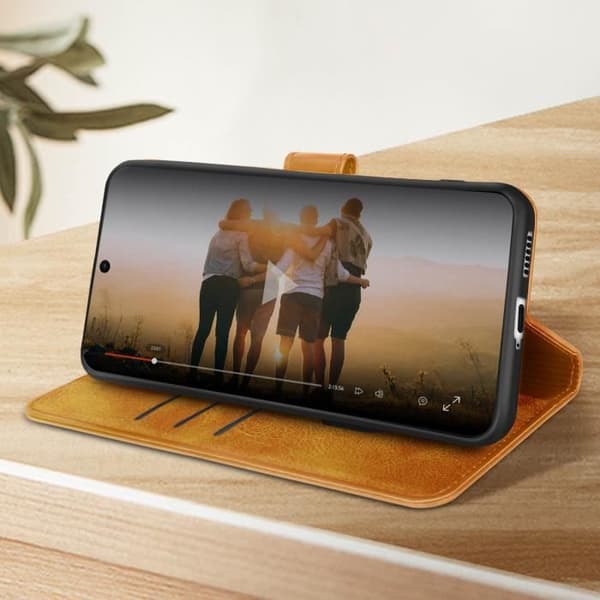 Fodral - AVIZAR - HTC U23 Pro - Folioskal - Imiterat läder - Brun