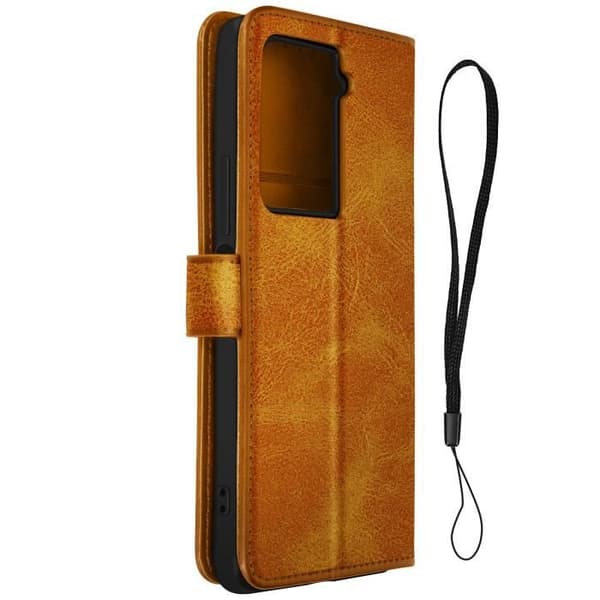 Fodral - AVIZAR - HTC U23 Pro - Folioskal - Imiterat läder - Brun