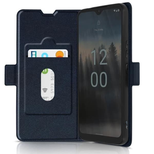 AVIZAR Fodral till Nokia C12 - Slim plånbok - Korthållare och videostöd - Midnattsblå