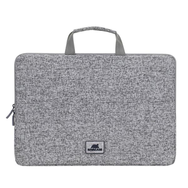 RIVACASE Anvik 15.6" laptop case, grey, with handle, waterproof material, plush interior, back pocket for smartphone, business cards, accessories