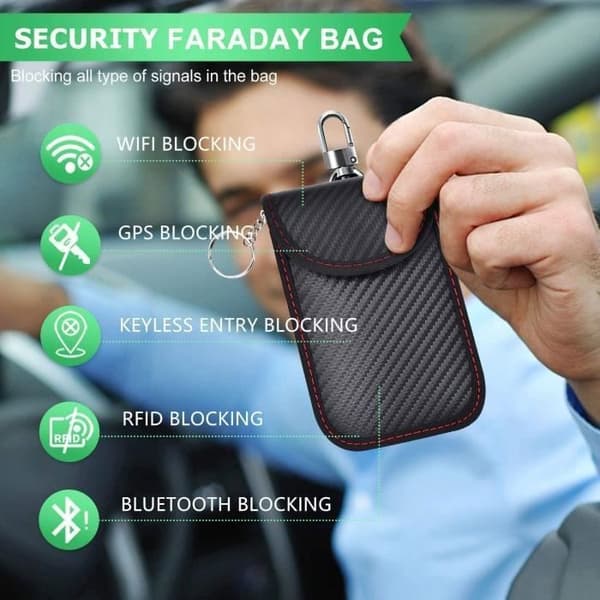 2st bilnyckel RFID-signalblockerande påse Kolfiber Anti-RFID skyddsskydd