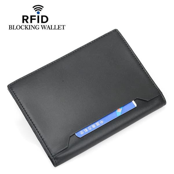 INF RFID-blockerande läderpasshållare reseplånbok