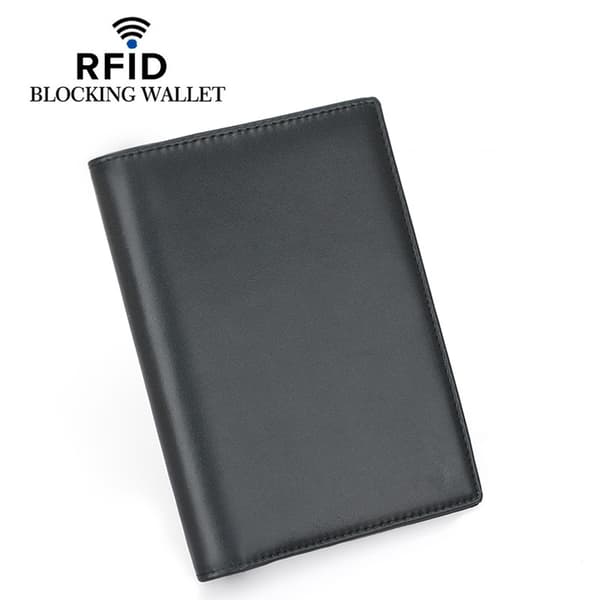 INF RFID-blockerande läderpasshållare reseplånbok