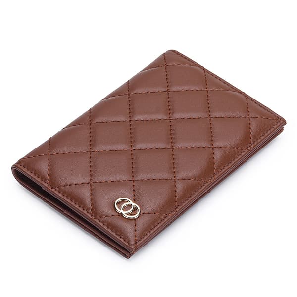 INF Nytt Moderiktigt Quiltad Bifold Passfodral Brun
