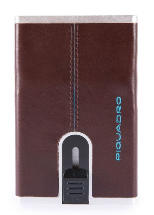PIQUADRO Kreditkortetui brunt för män - Blue Square Kompakt Plånbok Slider RFID Mogano 79450