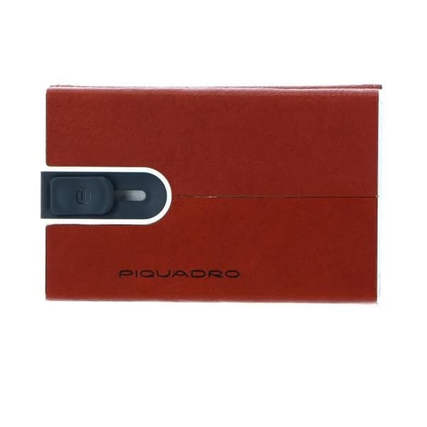 Kreditkortficka - PIQUADRO - Black Square Kompakt Plånbok Slider RFID - Orange - Läder och metal