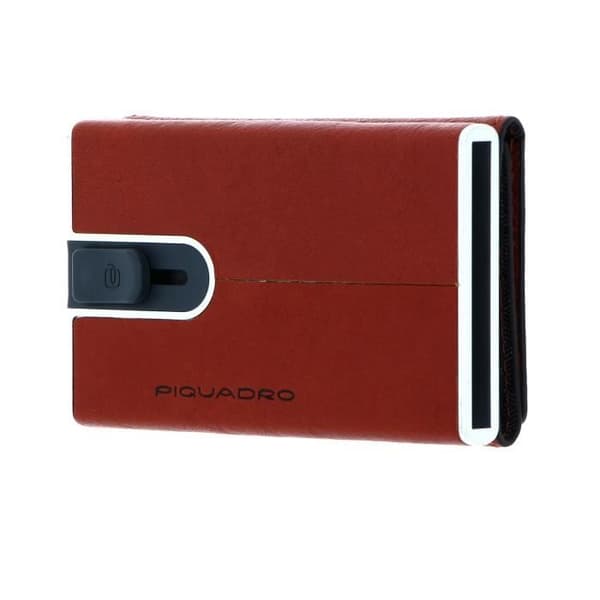 Kreditkortficka - PIQUADRO - Black Square Kompakt Plånbok Slider RFID - Orange - Läder och metal