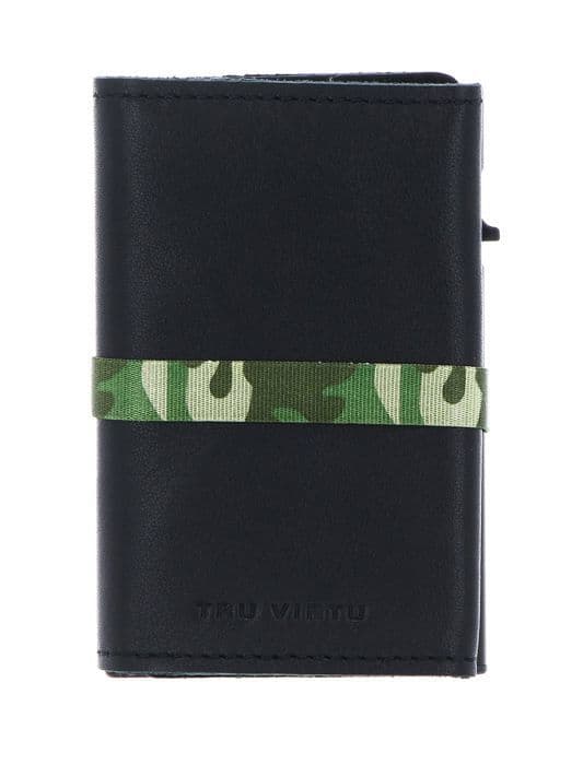 TRU VIRTU Hålare för kort svart grön för män - Click &amp; Slide Strap Cross Wallet Nappa Svart Kamouflage / Svart 114347