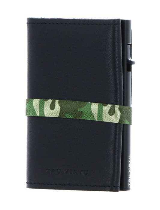 TRU VIRTU Hålare för kort svart grön för män - Click &amp; Slide Strap Cross Wallet Nappa Svart Kamouflage / Svart 114347