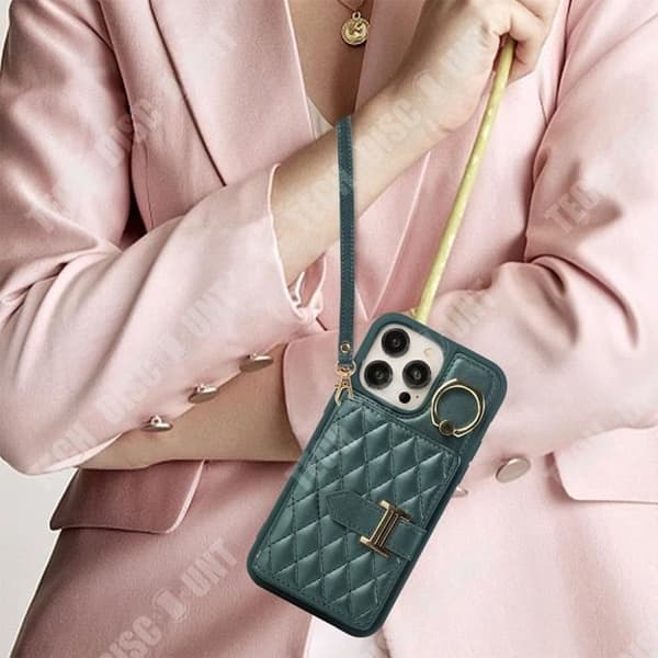 TD® telefonfodral med dragkedja för Iphone13 pro max med långa och korta remmar Flera kortplatser Väskhållare