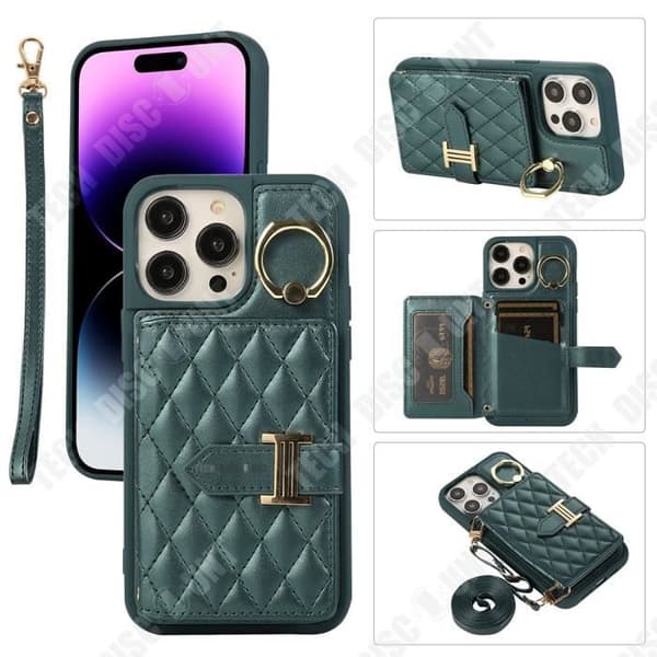 TD® telefonfodral med dragkedja för Iphone13 pro max med långa och korta remmar Flera kortplatser Väskhållare