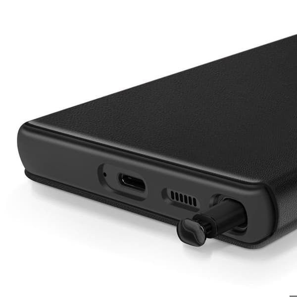 Läderfodral för Galaxy S22 Ultra Med fönster för visning och kortfack Svart