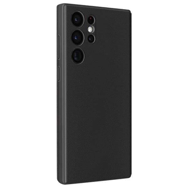 Läderfodral för Galaxy S22 Ultra Med fönster för visning och kortfack Svart