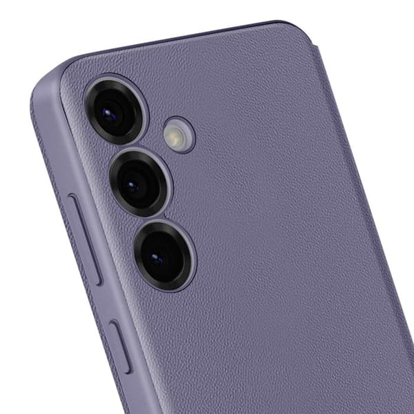 Etui Läder för Galaxy S25 Fönster med visning Kortfack Lavendel