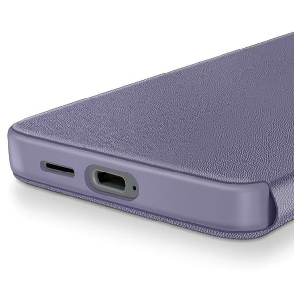 Etui Läder för Galaxy S25 Fönster med visning Kortfack Lavendel