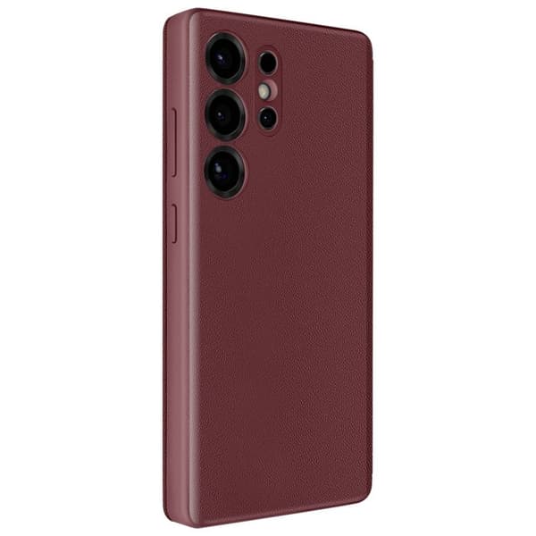 Läderfodral för Galaxy S25 Ultra med fönster och kortfack Bordeaux