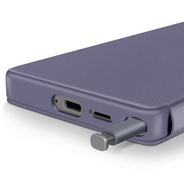 Läderfodral för Galaxy S25 Ultra med fönster för visning och kortfack Lavendel