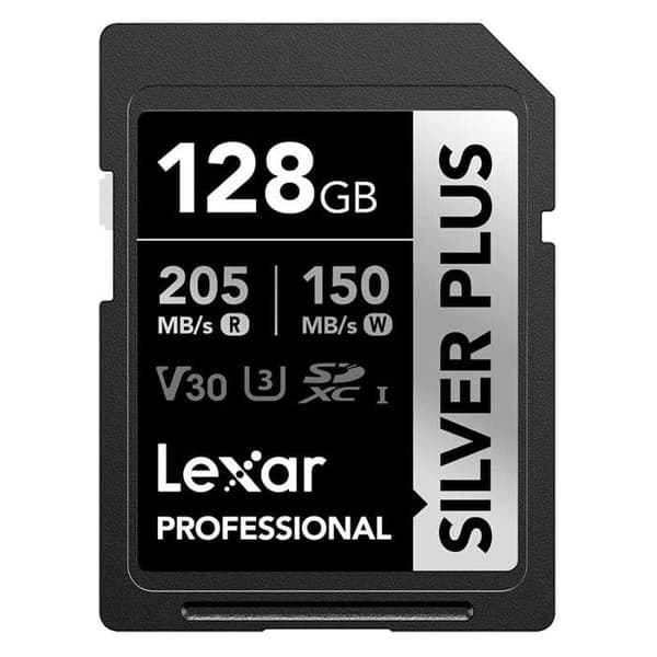 Lexar SD-kort silver plus UHS-1 128GB V30 R205/W150MB/s