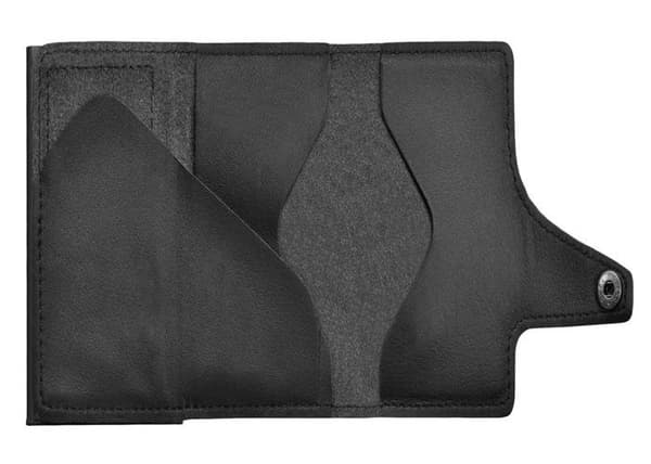 TRU VIRTU Kreditkortfodral i svart läder för kvinna och man - Click & Slide Doublewallet Nappa Black / Black 95621