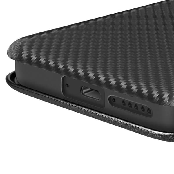 Kolfiberfodral för Xiaomi Poco X7 Pro med kortfack och videostöd i svart
