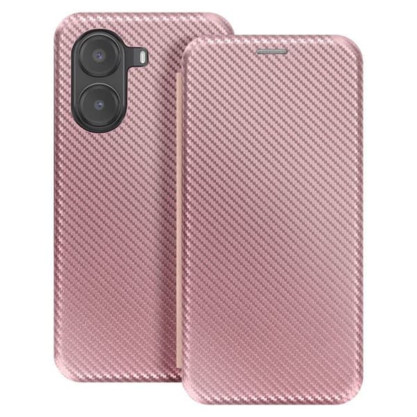 Kolfiberfodral för Xiaomi Poco X7 Pro med kortfack och videostöd i roséchampagne