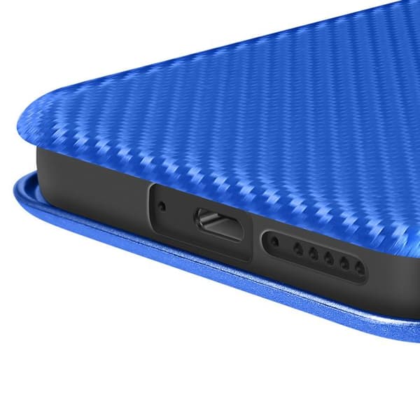 Kolfiberetui för Xiaomi Poco X7 Pro Kortplats Videostöd Blå