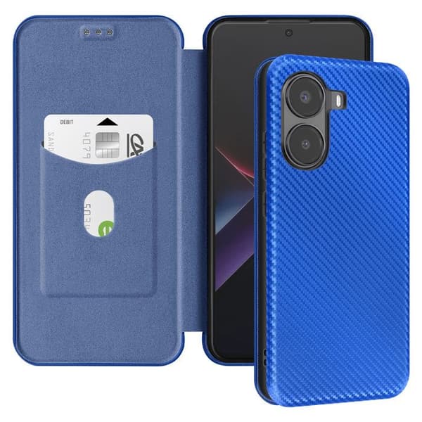 Kolfiberetui för Xiaomi Poco X7 Pro Kortplats Videostöd Blå