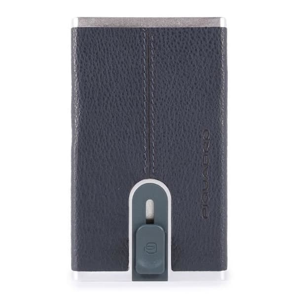 Kreditkortshållare i läder RFID PIQUADRO Black Square - modell PP4891B3R - färg blue4 - 6 cm