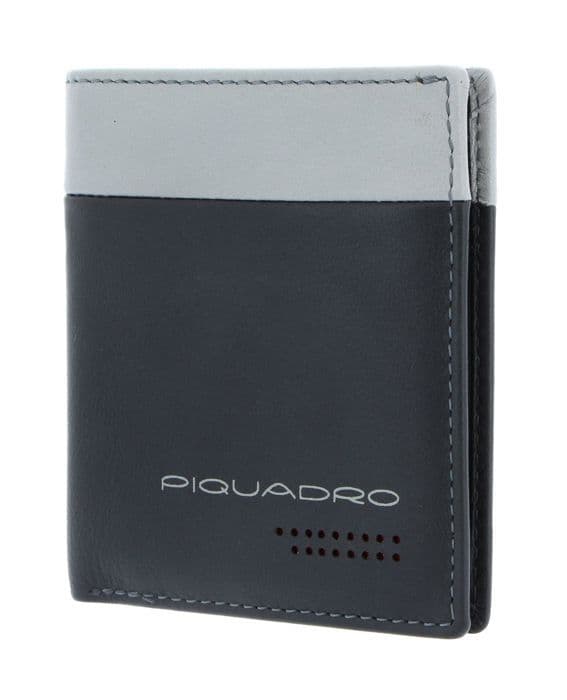 PIQUADRO Grå läder kreditkorts-etui för män - Urban Kreditkorthållare RFID Grigio / Nero 97190