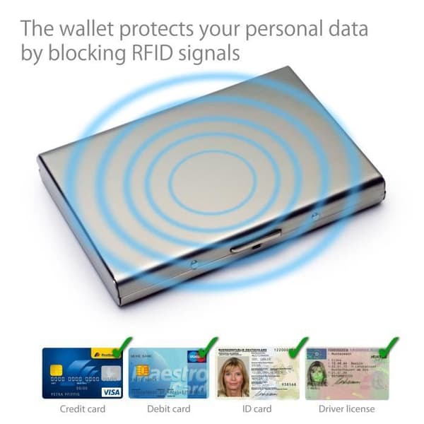 MyGadget Aluminium Plånbok - RFID Skydd - NFC - Kontaktlös - Slim Wallet för 6 kort Man Kvinna - Hållare Silver