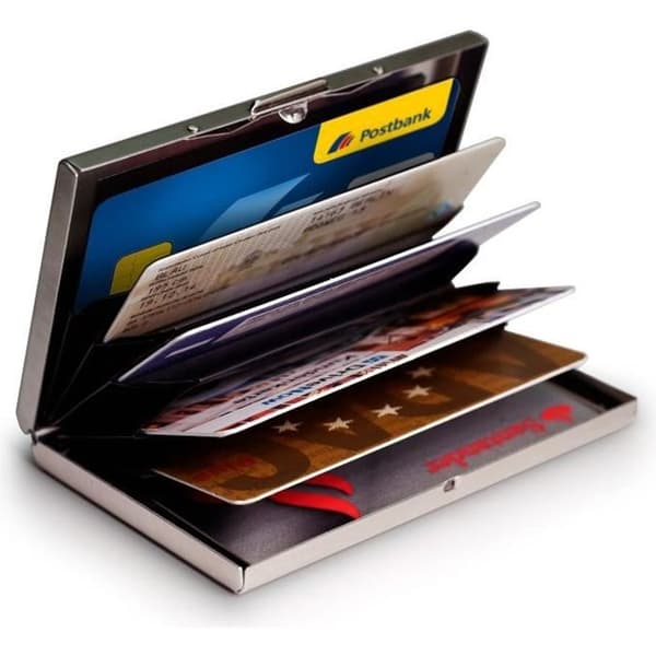 MyGadget Aluminium Plånbok - RFID Skydd - NFC - Kontaktlös - Slim Wallet för 6 kort Man Kvinna - Hållare Silver