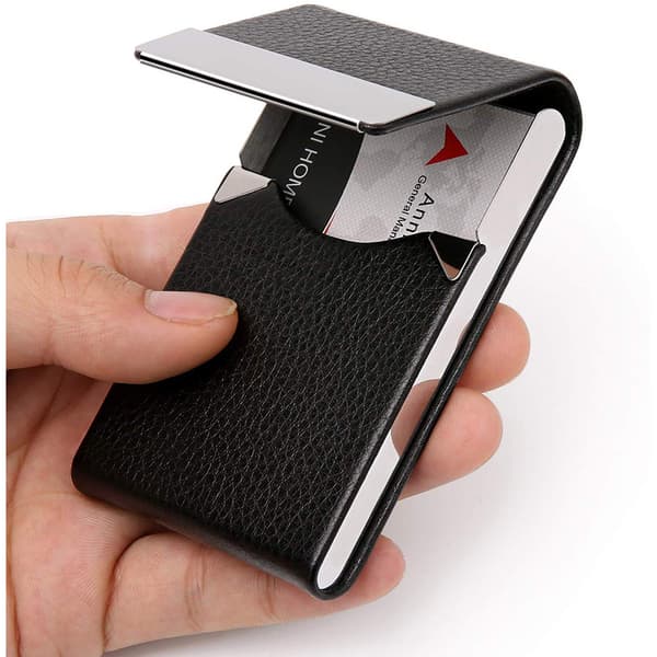 INF PU Magnetic Slim Business-navnekortholder Sort
