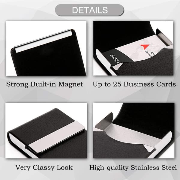 INF PU Magnetic Slim Business-navnekortholder Sort