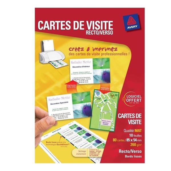 Avery Dennison Printing Paper Professional Visitkort - 40 matta kort format 8,4 x 5,4 cm - 220 g/m²