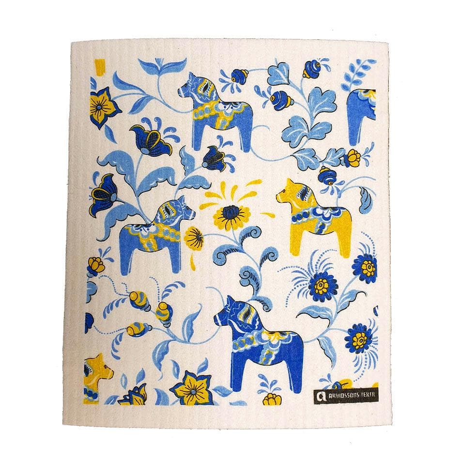 Disktrasa Dalahästar Blå/Gul - Arvidssons Textil