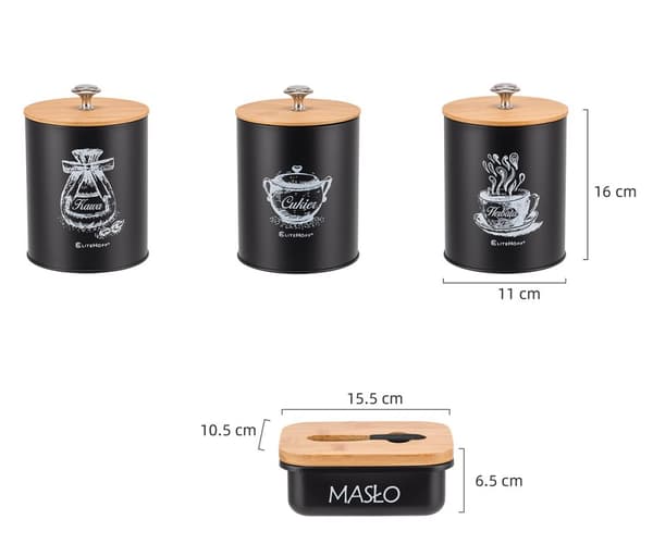 SÆT MED 3 KØKKENBEHOLDERE OG SMØRFAD E-6057