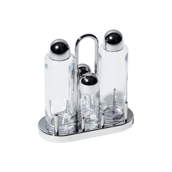 Olje- och vinägerhållare - Alessi - 5070 - 18/10 rostfritt stål - Glas - Ettore Sotsass design