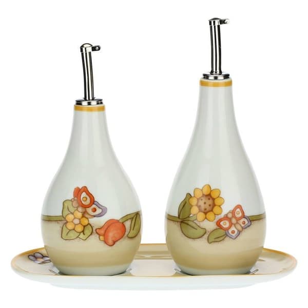 Thun Butter Dish - Oljefat - Vinägerfat - Country Oil and Vinegar Set med bricka