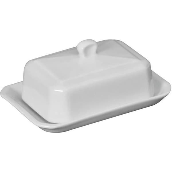 Rektangulär smörfat 250g - porslin - vit
