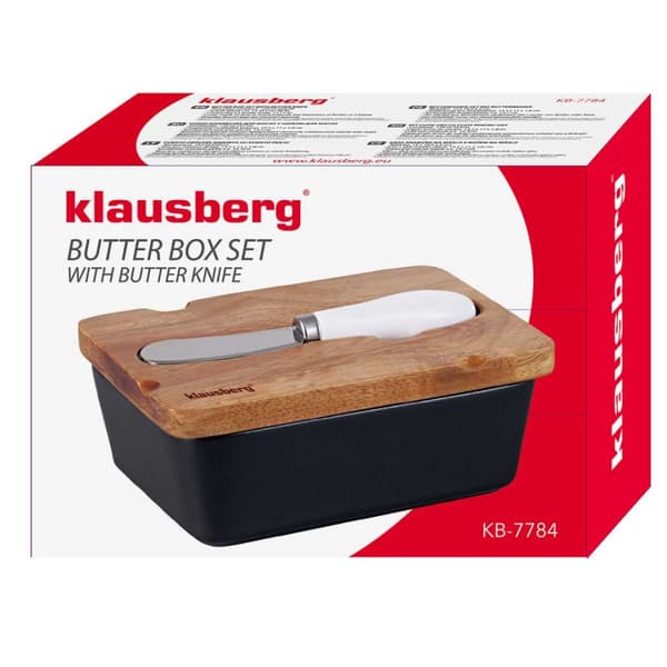 KLAUSBERG KB-7784 SVART SMÖRFORM AV PORSLIN MED KNIV
