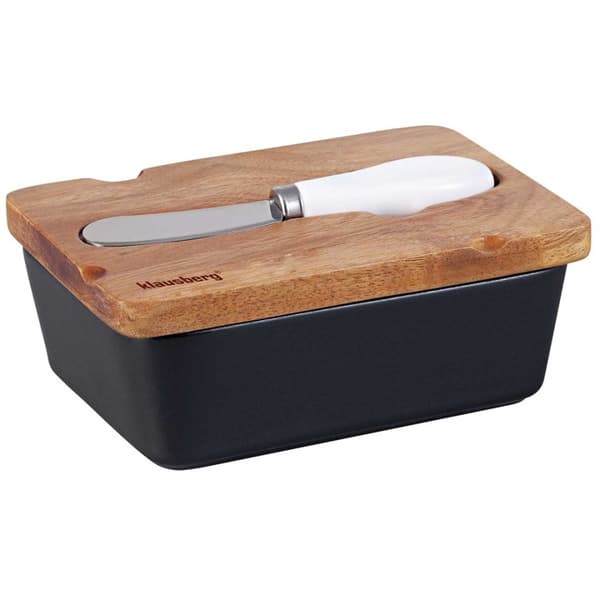 KLAUSBERG KB-7784 SVART SMÖRFORM AV PORSLIN MED KNIV