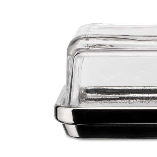 Alessi Butter Dish - Oljefat - Vinägerfat - ES03 - Designer Smörfat i blankt stål med glaslock